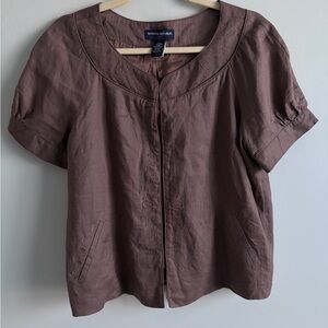 Banana Republic Brown Embroidered Top